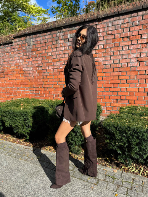 Czekoladowa marynarka zapinana na jeden guzik KORNELIA 19 - photo #10