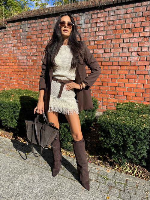 Czekoladowa marynarka zapinana na jeden guzik KORNELIA 19 - photo #13