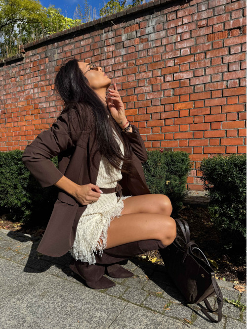 Czekoladowa marynarka zapinana na jeden guzik KORNELIA 19 - photo #12