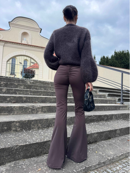 Ciemno czekoladowy Sweter moherowy z poszerzanymi rękawami WALENCJA 52 - photo #12