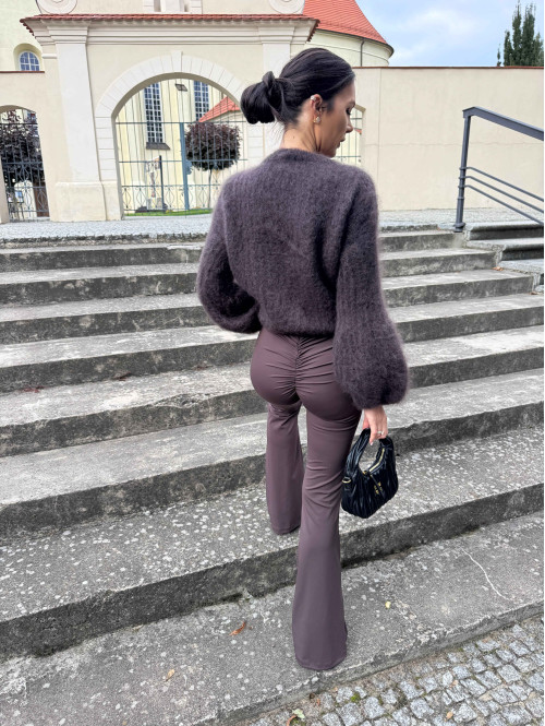 Ciemno czekoladowy Sweter moherowy z poszerzanymi rękawami WALENCJA 52 - photo #14