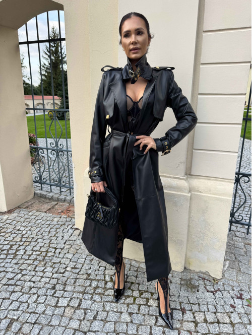 Czarne legginsy koronkowe z zakładką na palec GLAMOUR 163 - photo #16