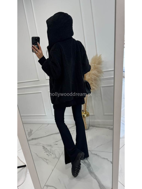 Czarne legginsy prążkowane dzwony z rozcięciem LILU 34 - photo #8