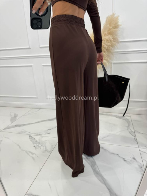 Czekoladowy komplet z wiskozą crop top + spodnie Comfy 173 - photo #8
