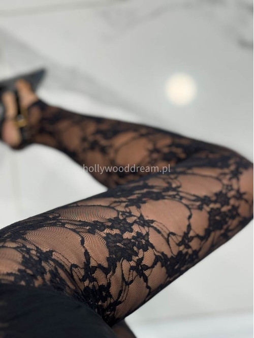 Czarne legginsy koronkowe z zapiętką ARIA 197 - photo #12