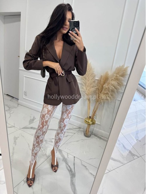 Białe legginsy koronkowe z zapiętką GLAMOUR 163 - photo #6