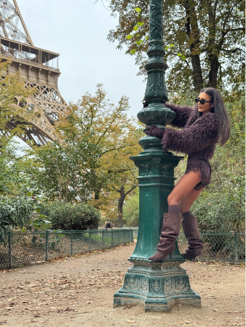 Czekoladowe spodenki satynowe wykończone koronką ISABELL 19 - photo #47