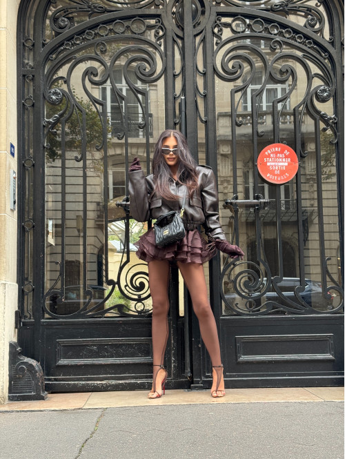 Czekoladowa kurtka bomber skórzana premium MILENA 25 Czekoladowa kurtka bomber skórzana premium MILENA 25 - photo #46