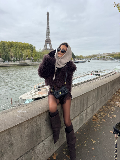 Czekoladowe Futerko krótkie z karbowanym włosem BIANKA 09 - photo #14