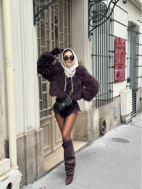 Kaptur z kominem EMILY ciemny beż 09, 194 - photo #1