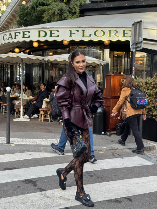 Kurtka skóra węża z wiązaniami bordowa ELKA 25