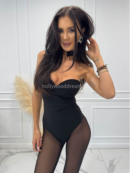 Body bez ramiączek z chokerem czarne Galisja 25 - photo #2
