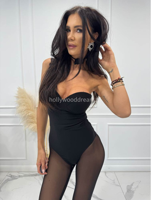 Body bez ramiączek z chokerem czarne Galisja 25 - photo #3