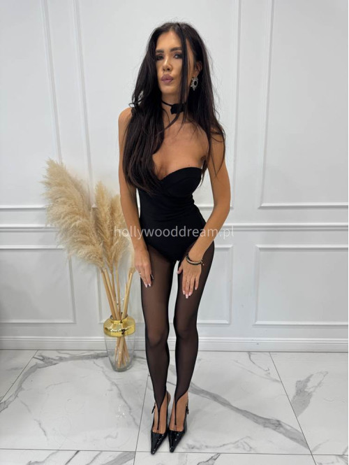 Body bez ramiączek z chokerem czarne Galisja 25 - photo #8
