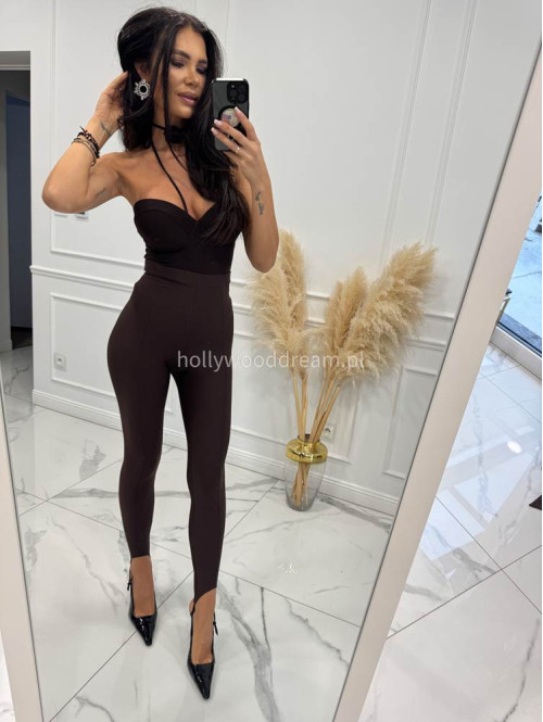 Czekoladowe legginsy z zapiętką IRMA 69 - photo #11