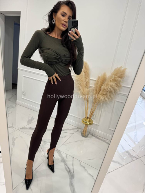 Khaki bluzka z pętelką na biuście Sorella 69 - photo #2