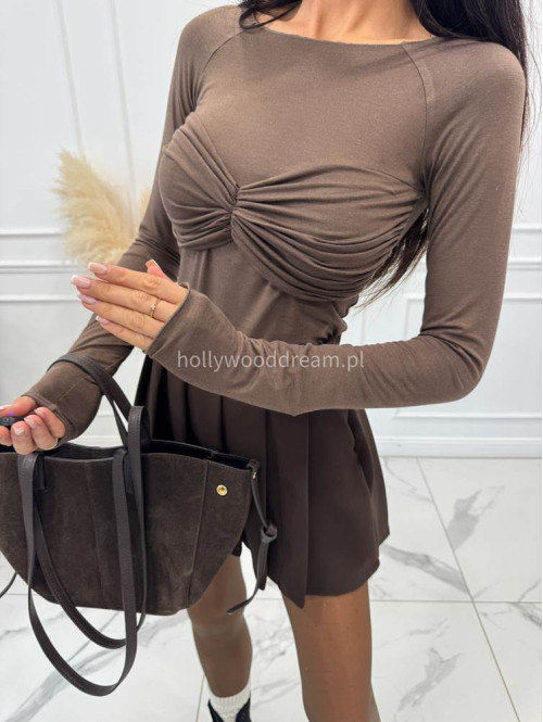Mokka bluzka z pętelką na biuście Sorella 69 - photo #8