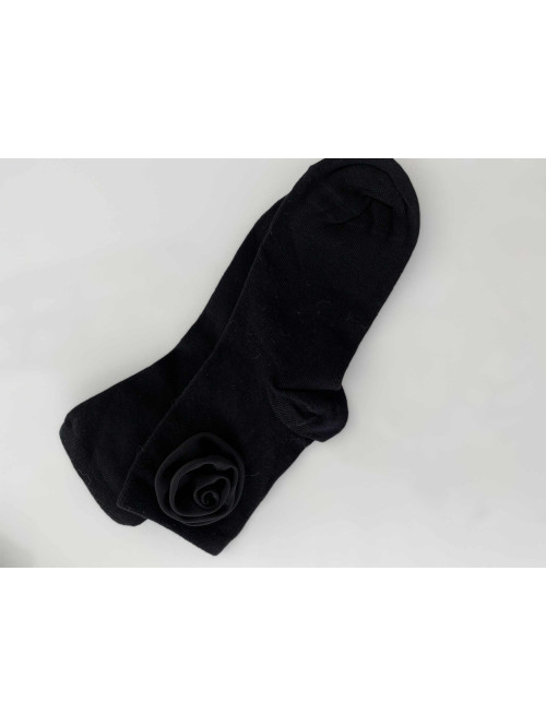 Czarne skarpetki bawełniane z różą ROZENA - photo #7