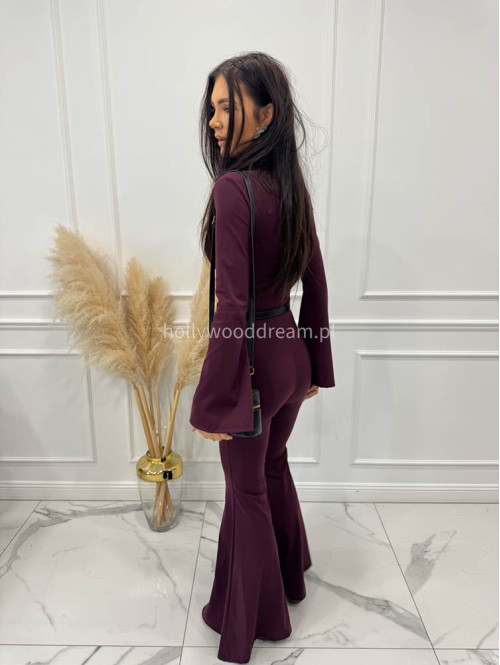Śliwkowy kombinezon modelujący z zamkiem na przodzie Lena 173 - photo #5