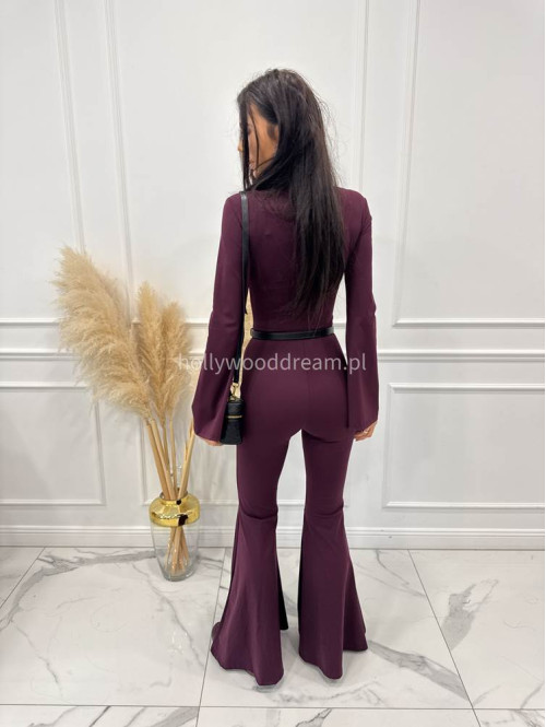 Śliwkowy kombinezon modelujący z zamkiem na przodzie Lena 173 - photo #6
