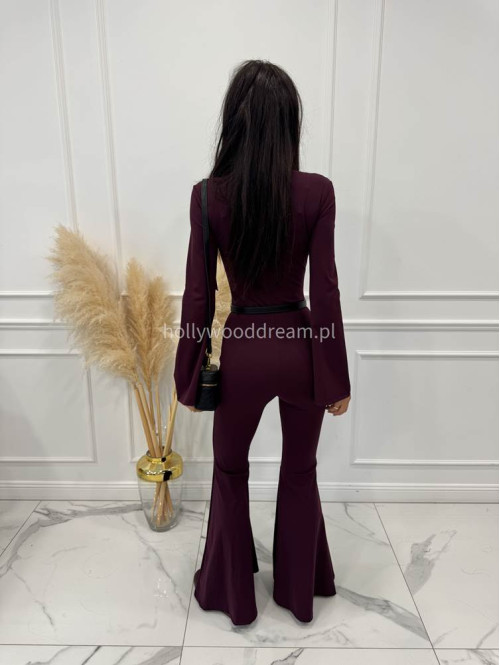 Śliwkowy kombinezon modelujący z zamkiem na przodzie Lena 173 - photo #7