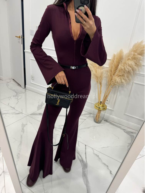 Śliwkowy kombinezon modelujący z zamkiem na przodzie Lena 173 - photo #12