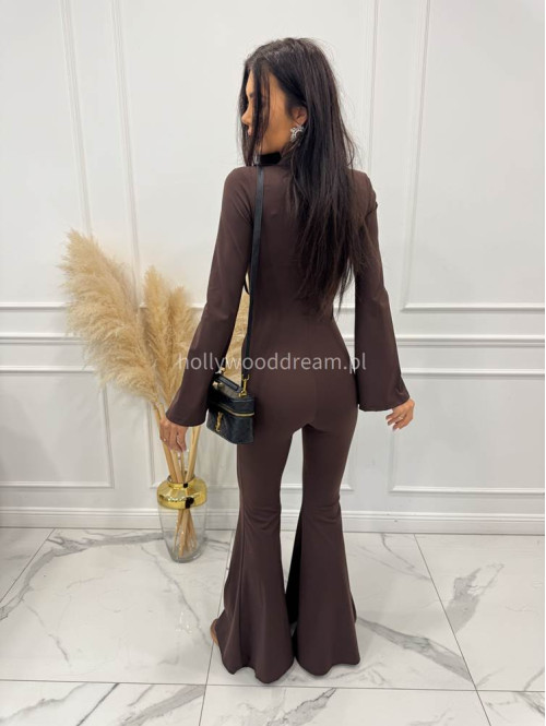 Czekoladowy kombinezon modelujący z zamkiem na przodzie Lena 173 - photo #7