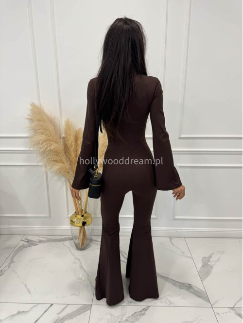 Czekoladowy kombinezon modelujący z zamkiem na przodzie Lena 173 - photo #8