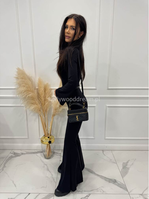 Czarny kombinezon modelujący z zamkiem na przodzie Lena 173 - photo #9