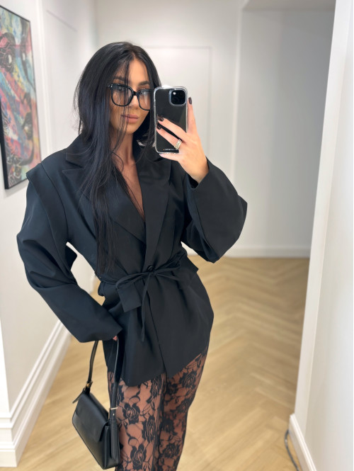 Czarne legginsy koronkowe z zakładką na palec GLAMOUR 163 - photo #20