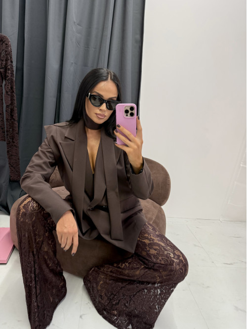 Marynarka z dwoma guzikami Elegra czekoladowa 25 - photo #3