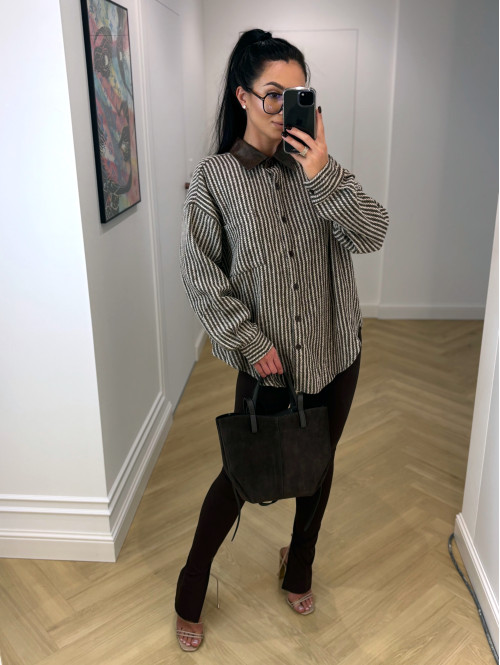 Legginsy na gumce z rozcięciem ARMAS czekoladowe 69 - photo #43