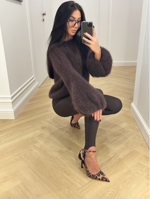Legginsy z zapiętką czekoladowe Blania 31 - photo #94