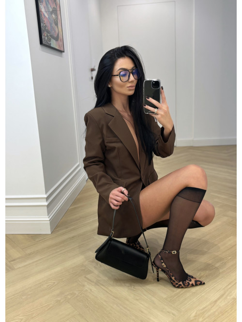 Czekoladowa marynarka zapinana na jeden guzik KORNELIA 19 - photo #5