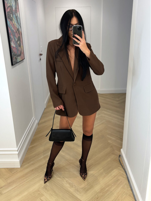 Czekoladowa marynarka zapinana na jeden guzik KORNELIA 19 - photo #7