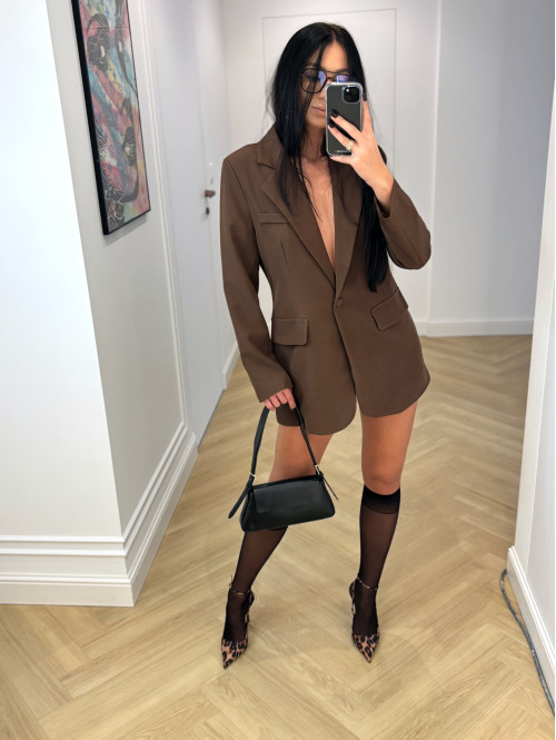 Czekoladowa marynarka zapinana na jeden guzik KORNELIA 19 - photo #6