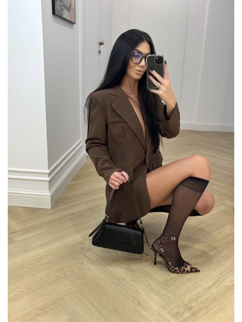 Czekoladowa marynarka zapinana na jeden guzik KORNELIA 19 - photo #9