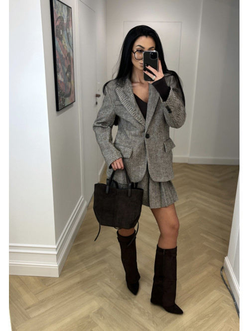 Torebka mała shopper zamszowa z wkładem czekoladowa TOLA - photo #16