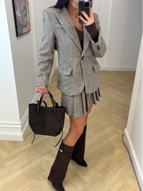 Torebka mała shopper zamszowa z wkładem czekoladowa TOLA - photo #17