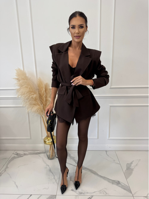 Marynarka z dwoma guzikami Elegra czekoladowa 25 - photo #28