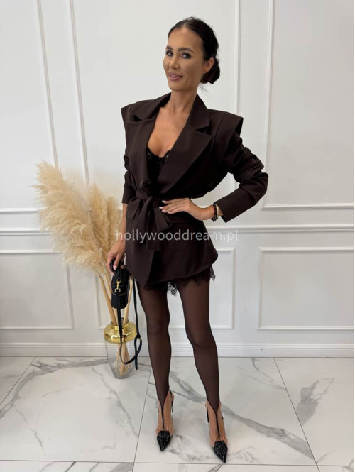 Marynarka z dwoma guzikami Elegra czekoladowa 25 - photo #30