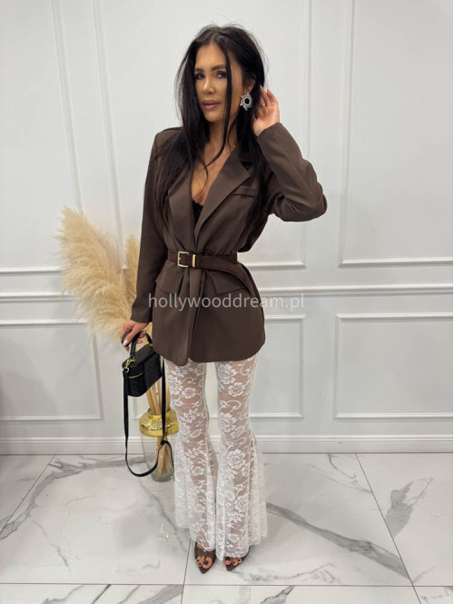 Czekoladowa marynarka zapinana na jeden guzik KORNELIA 19 - photo #20