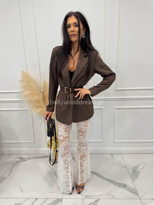 Czekoladowa marynarka zapinana na jeden guzik KORNELIA 19 - photo #21