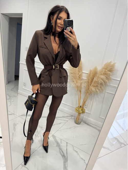 Czekoladowa marynarka zapinana na jeden guzik KORNELIA 19 - photo #37