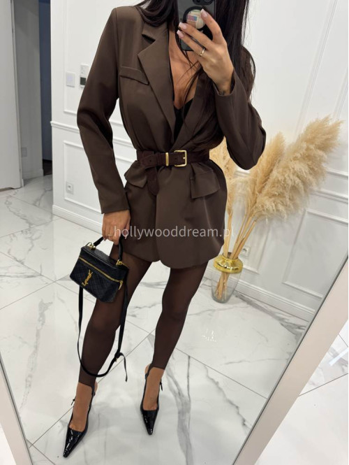 Czekoladowa marynarka zapinana na jeden guzik KORNELIA 19 - photo #38