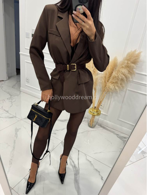 Czekoladowa marynarka zapinana na jeden guzik KORNELIA 19 - photo #39