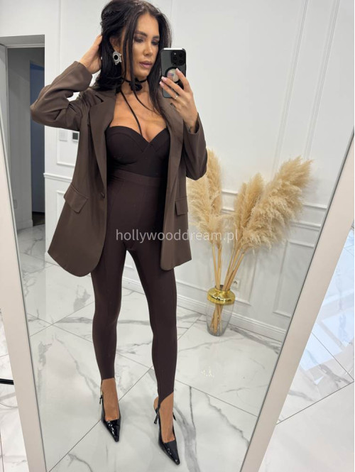 Czekoladowa marynarka zapinana na jeden guzik KORNELIA 19 - photo #4