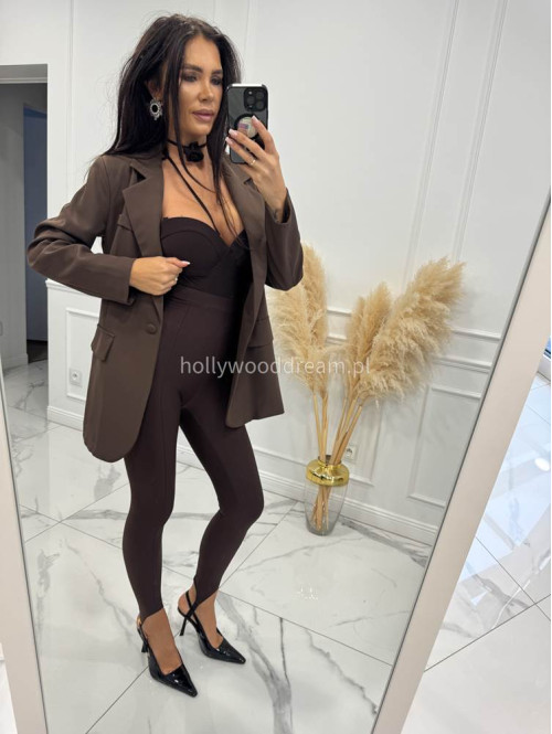 Czekoladowa marynarka zapinana na jeden guzik KORNELIA 19 - photo #42