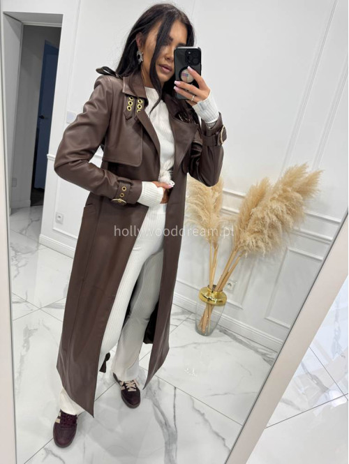 Płaszcz skórzany MONA czekoladowy 155 - photo #50