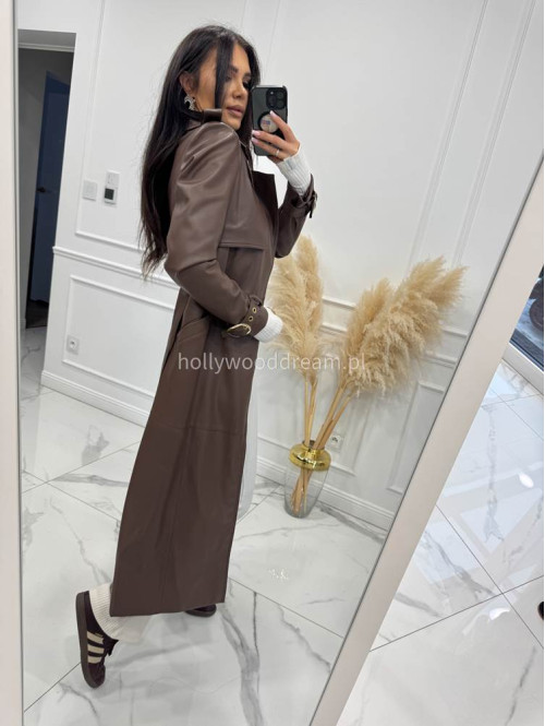 Płaszcz skórzany MONA czekoladowy 155 - photo #51